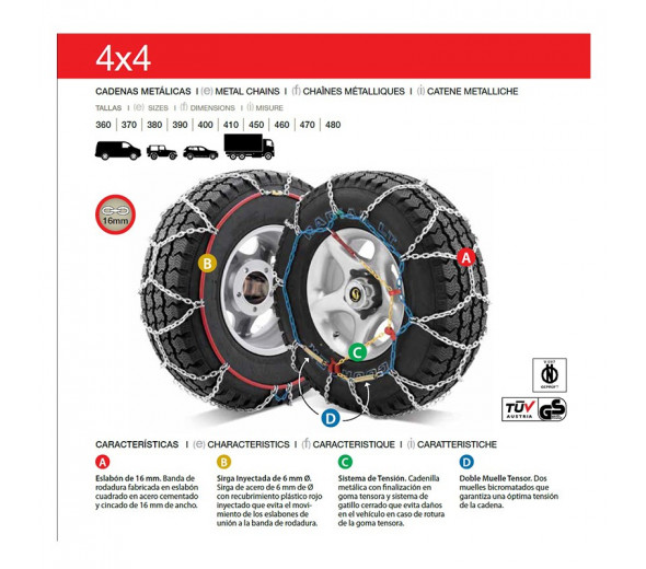 CADENA DE NIEVE METALICA 4X4 TALLA 360