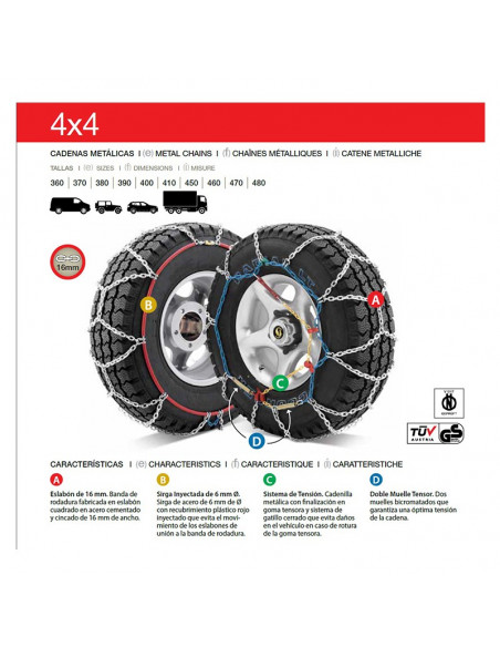 CADENA DE NIEVE METALICA 4X4 TALLA 360