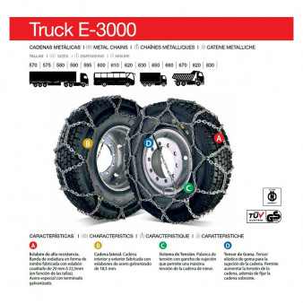 CADENA DE NIEVE METALICA CAMION TRUCK E-3000 TALLA 570